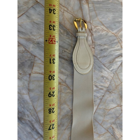 Christian Dior Vintage Cream Elastic Leather Waist Belt Gold Buckle 729R SM main image 6